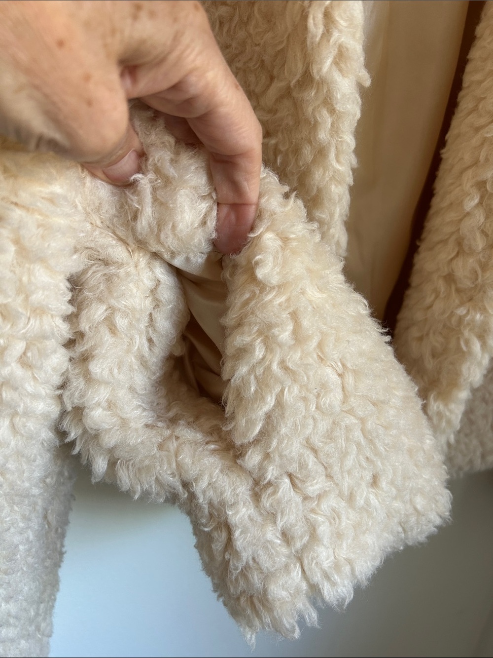 Lulus Cream Faux Shearling Teddy Jacket, Oversized Collar, Size S - Picture 5 of 16